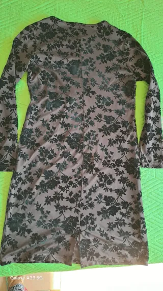 Vestito floreale in velluto marrone/nero