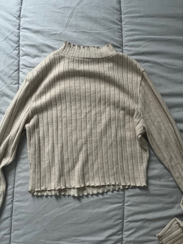 Suéter manga larga beige talla M