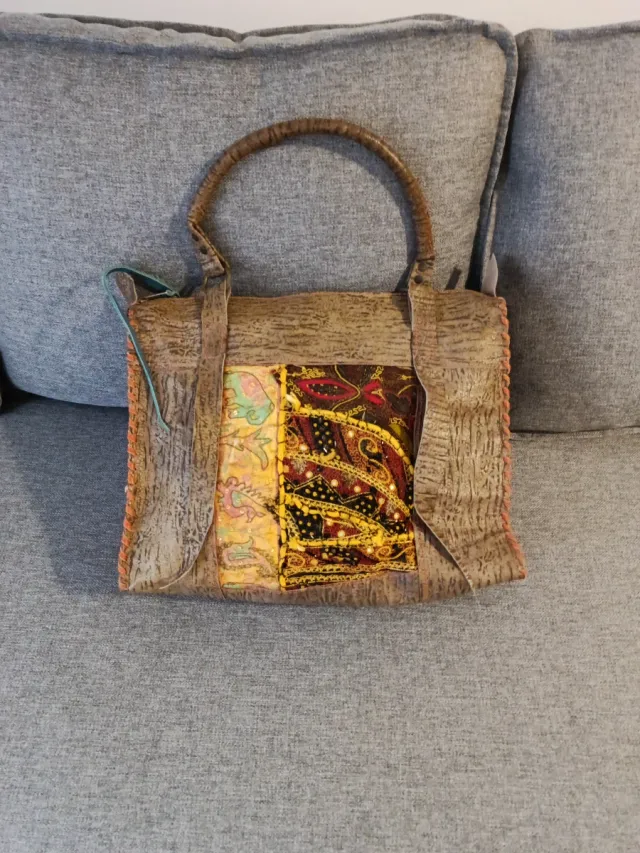 Bolso artesano piel, único