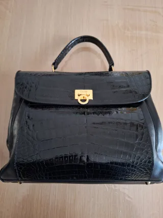 Borsa cerchio Pelle Nera e Oro