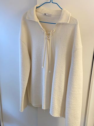 Jersey ZARA blanco talla s VENTA EN PERSONA.