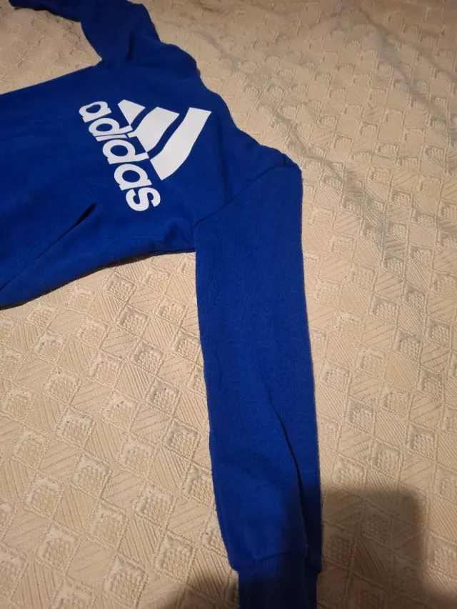 Felpa Adidas blu con cappuccio