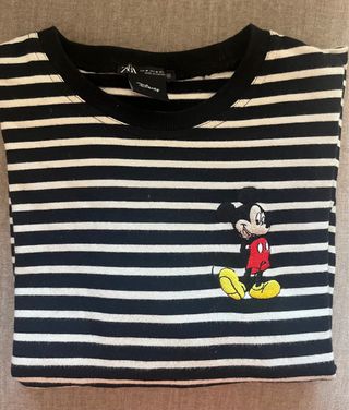 Camiseta Zara Mickey Mouse Rayas Talla M