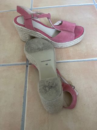 Sandalias cuña rosas