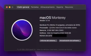 MacBook Pro 2015 2.9GHz 500GB Plata