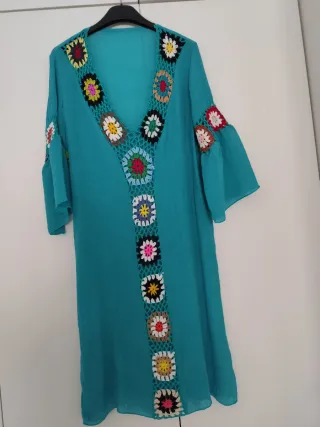 Vestido playero crochet multicolor