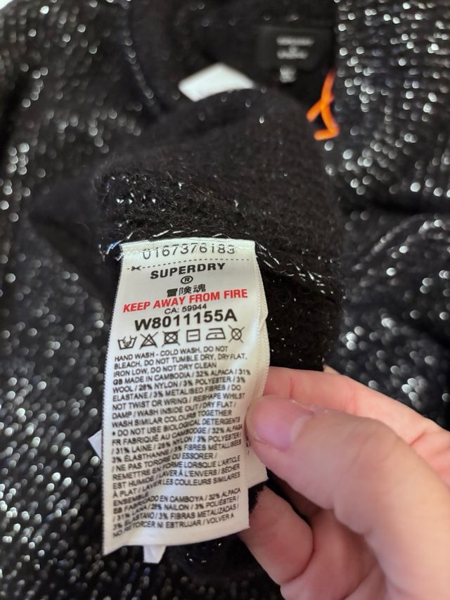 Vestido punto Superdry negro plateado