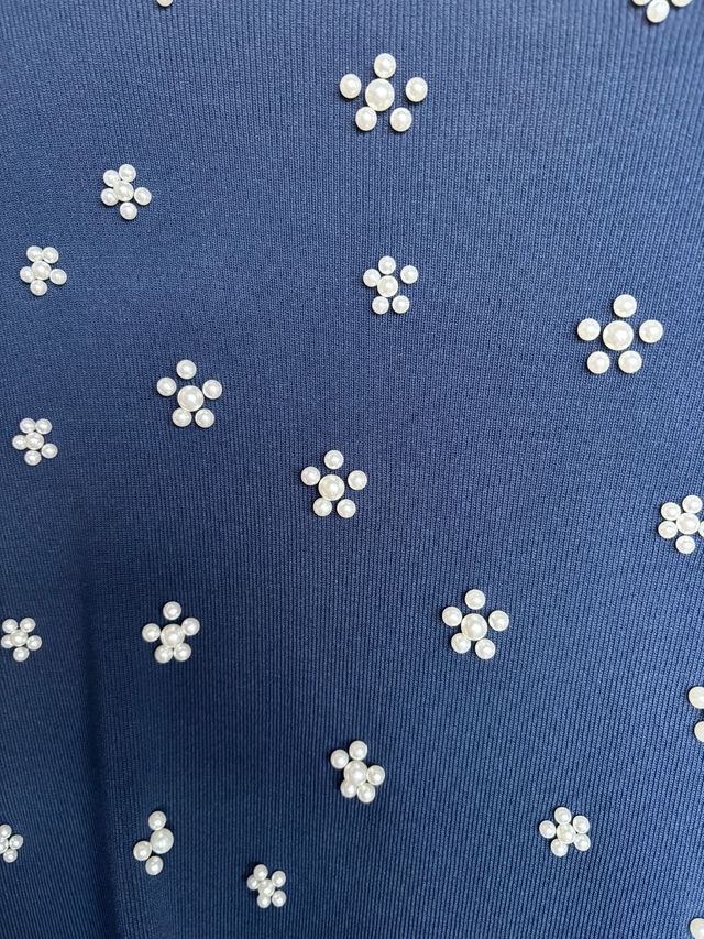 Vestido Zara Perlas Azul Marino