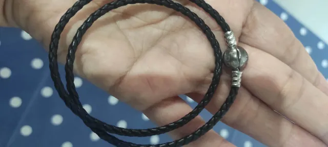Pulsera Pandora Cuero Negra Doble