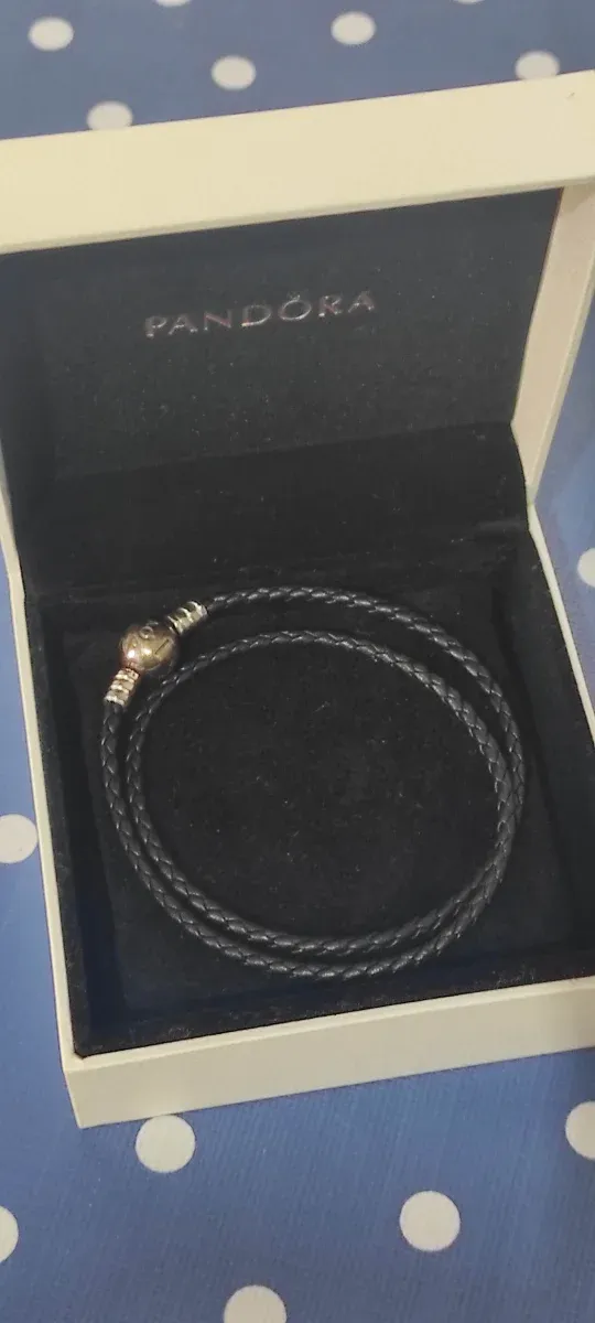 Pulsera Pandora Cuero Negra Doble