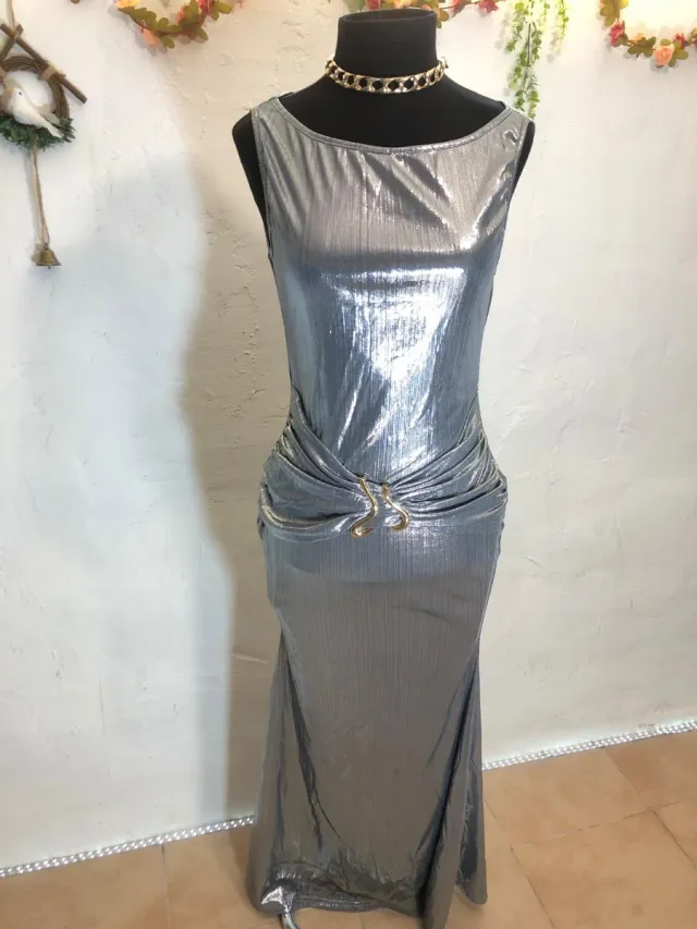 Vestido fiesta plateado