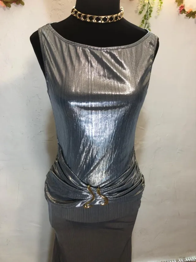 Vestido fiesta plateado