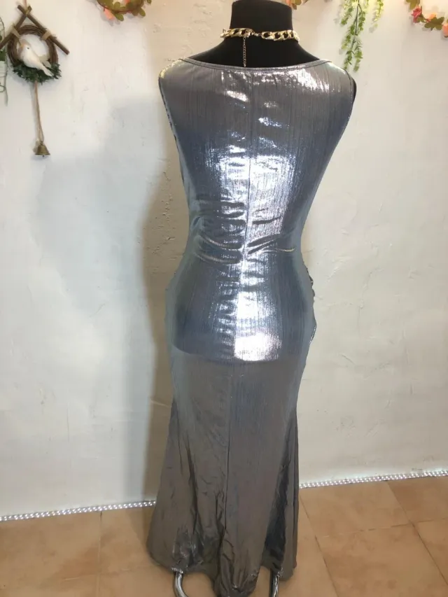 Vestido fiesta plateado