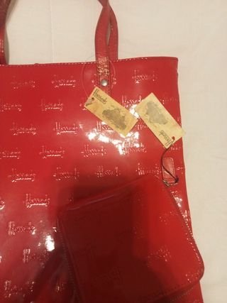 Bolso y cartera Harrods rojo