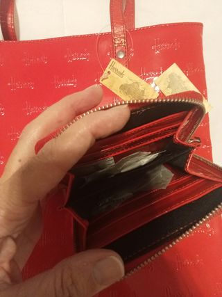 Bolso y cartera Harrods rojo