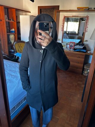 Cappotto Only nero con cappuccio