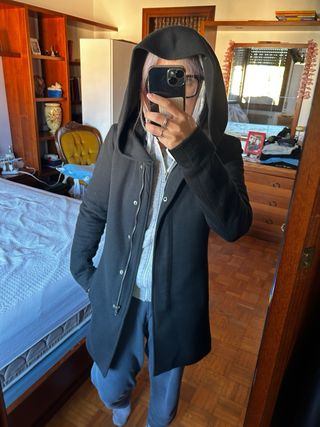 Cappotto Only nero con cappuccio