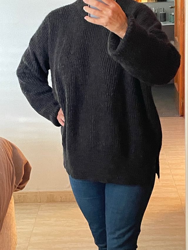 Jersey Zara Invierno Oversize Negro Talla M