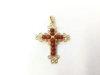 E456693-0 Crucifijo Oro 18K Con Coral