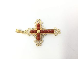 E456693-0 Crucifijo Oro 18K Con Coral