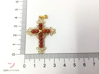 E456693-0 Crucifijo Oro 18K Con Coral