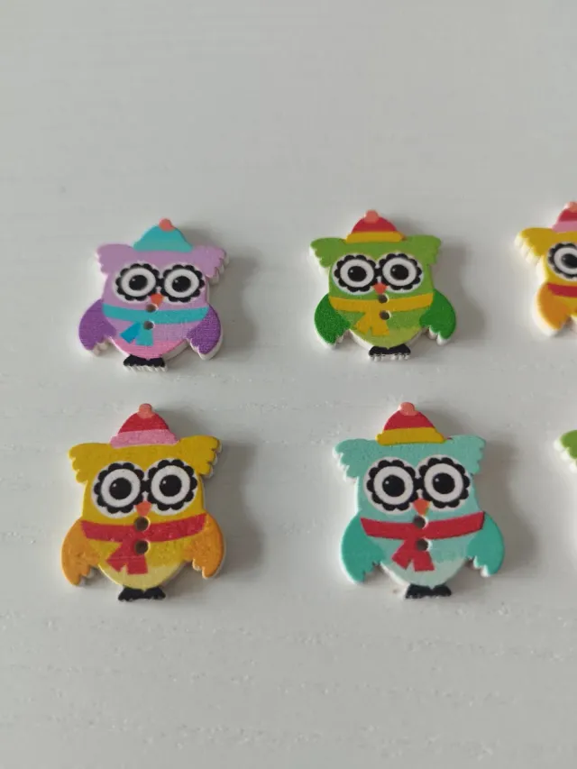 6 Botones Decorativos Búho Navidad