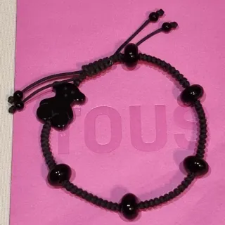 Pulsera Tous Oso Onix Cuerda Negra