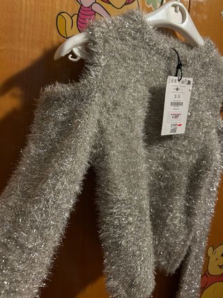 Bershka Jersey Plateado Fiesta Talla S