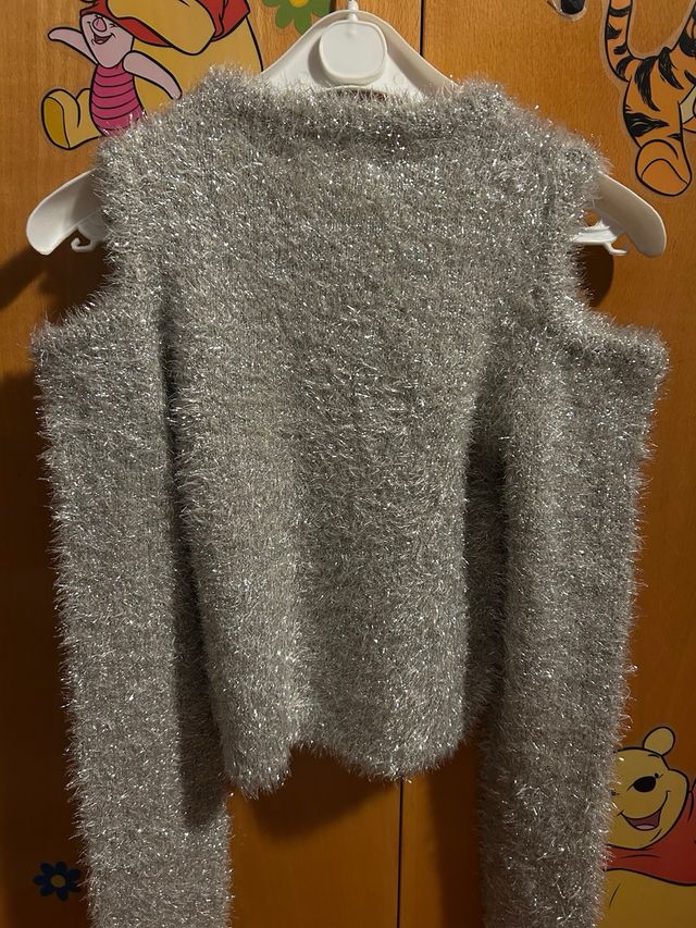 Bershka Jersey Plateado Fiesta Talla S