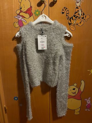 Bershka Jersey Plateado Fiesta Talla S