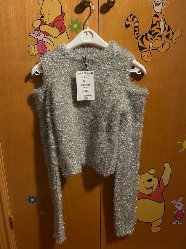 Bershka Jersey Plateado Fiesta Talla S