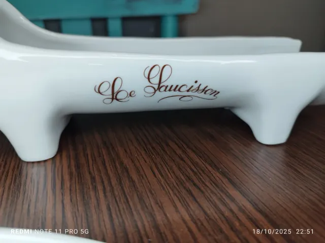 1 Suporte de Salsicha e 1 Patê em Porcelana Francesa