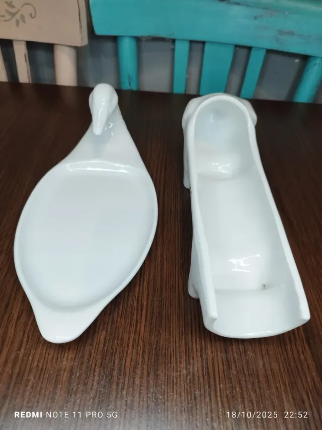 1 Suporte de Salsicha e 1 Patê em Porcelana Francesa