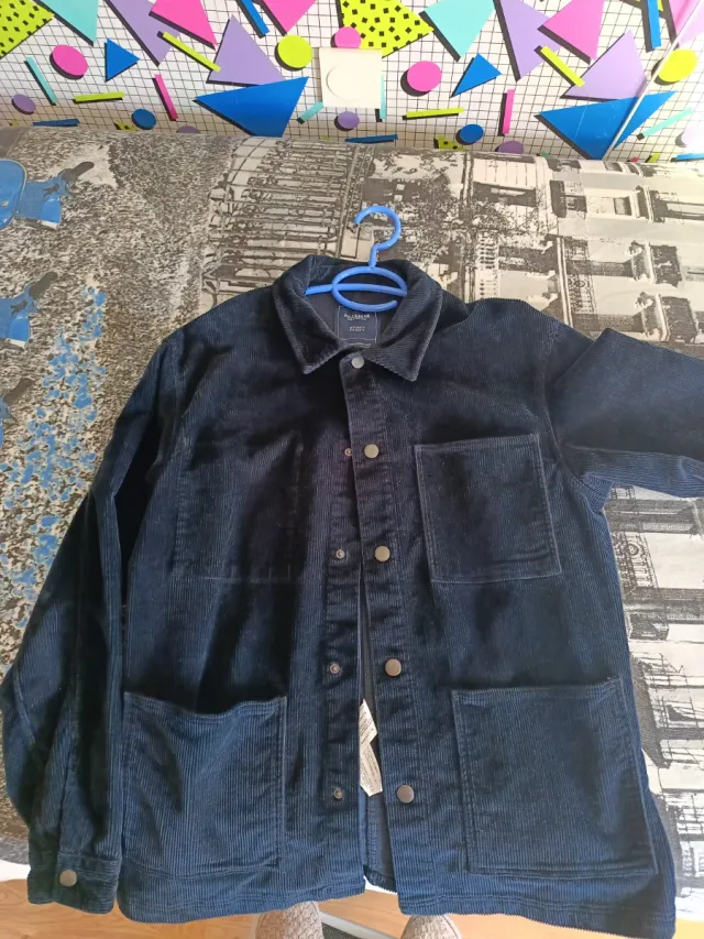 Chaqueta Pana Azul Marino Pull&Bear Talla M