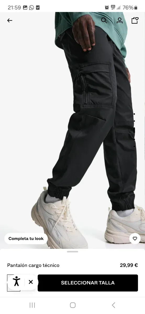 Pantalón cargo técnico Bershka negro