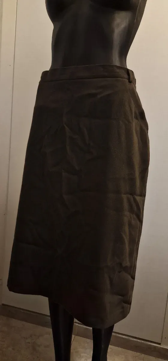 Falda larga marrón/verde oliva