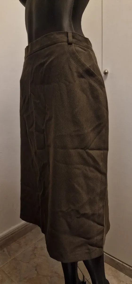 Falda larga marrón/verde oliva