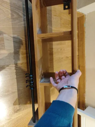 Perchero de madera y metal para entrada abrigos