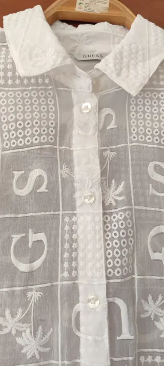 Camisa Guess Branca Transparente Tamanho M Nova