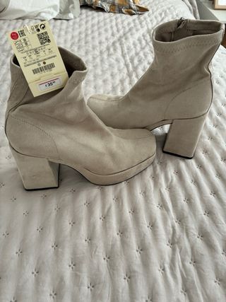 Botas Pull&Bear Beige Tacon Plataforma