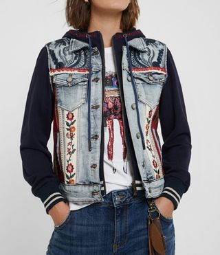 Cazadora Desigual vaquera bordada talla 44/46