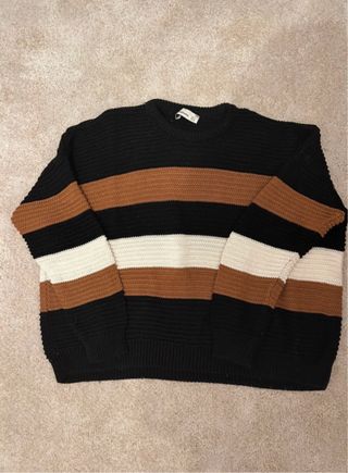 Jersey de rayas negro, marrón y blanco