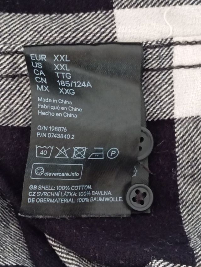 Camisa H&M cuadros algodón 100%