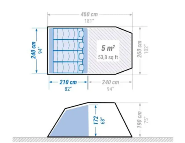 Tienda de campaña Quechua Arpenaz 4.1 (2 salones)