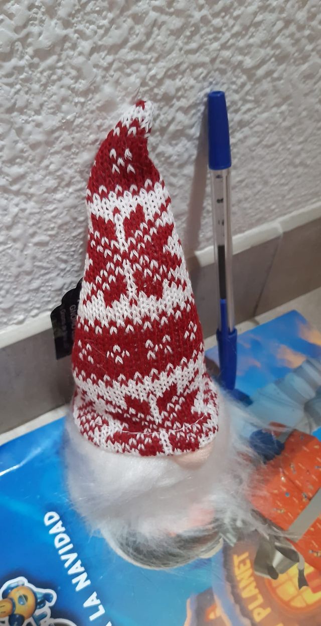 Navidad- 3 Gnomos adorno Blanco y Rojo Led.