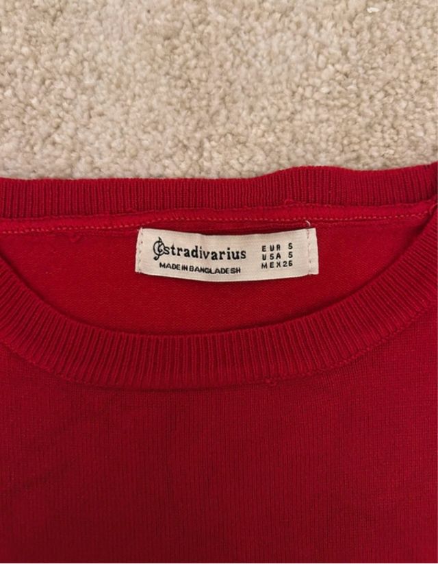 Jersey Stradivarius Rayas Rojo/Blanco/Negro TallaS