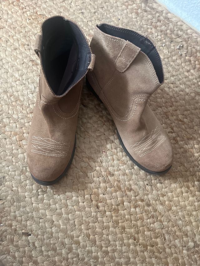 Botines de ante mujer beige