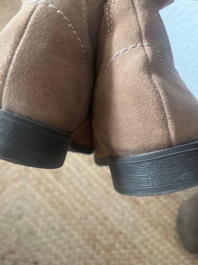 Botines de ante mujer beige