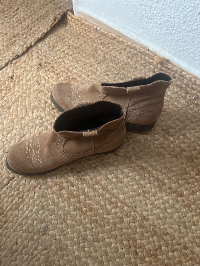 Botines de ante mujer beige