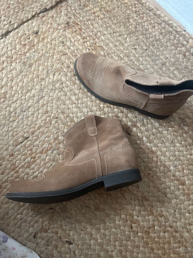 Botines de ante mujer beige